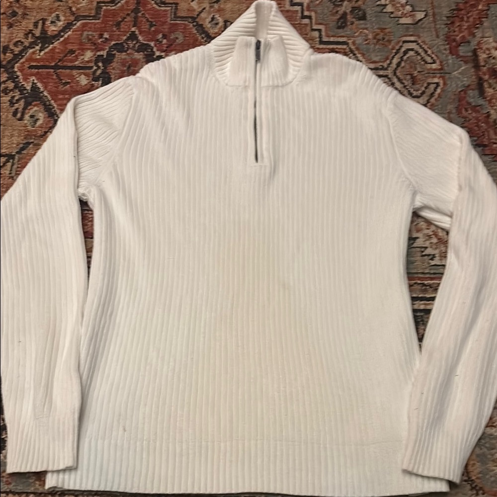 Calvin Klein White Half-Zip Sweater
